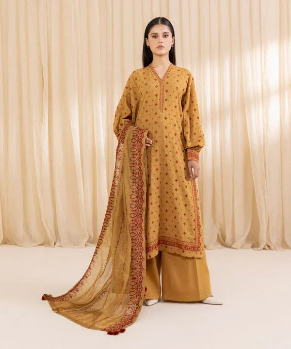 3 Piece - Embroidered Karandi Suit