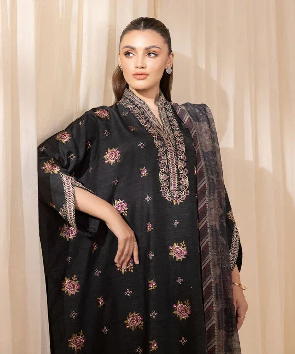 3 Piece - Embroidered Silk Suit