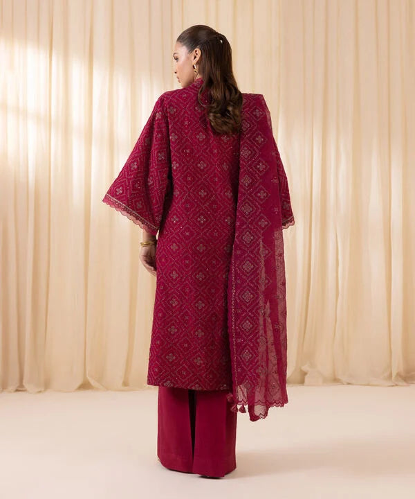 3 Piece - Embroidered Silk Suit