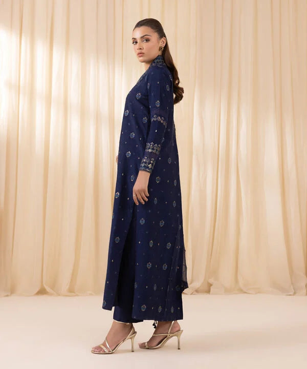 3 Piece - Embroidered Silk Suit