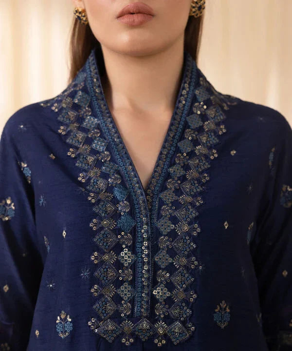 3 Piece - Embroidered Silk Suit