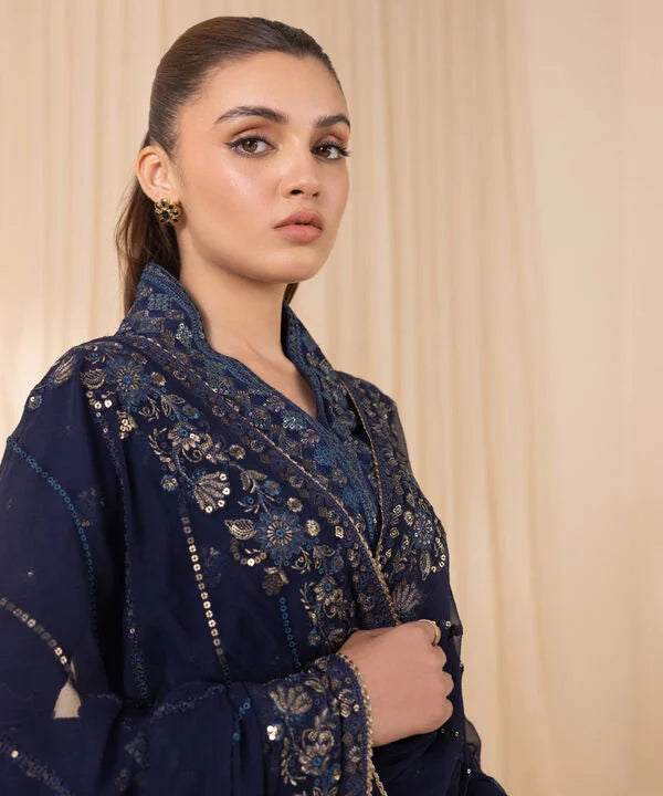 3 Piece - Embroidered Silk Suit