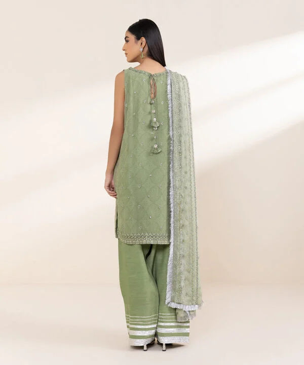 3 Piece - Embroidered Chiffon Suit