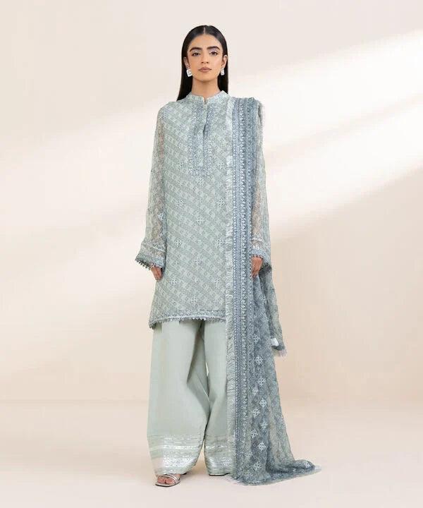 3 Piece - Embroidered Chiffon Suit