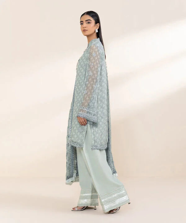 3 Piece - Embroidered Chiffon Suit