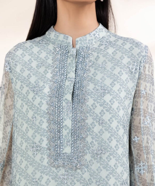 3 Piece - Embroidered Chiffon Suit