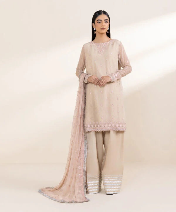 3 Piece - Embroidered Chiffon Suit