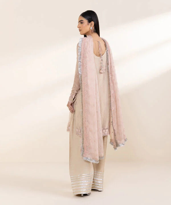 3 Piece - Embroidered Chiffon Suit