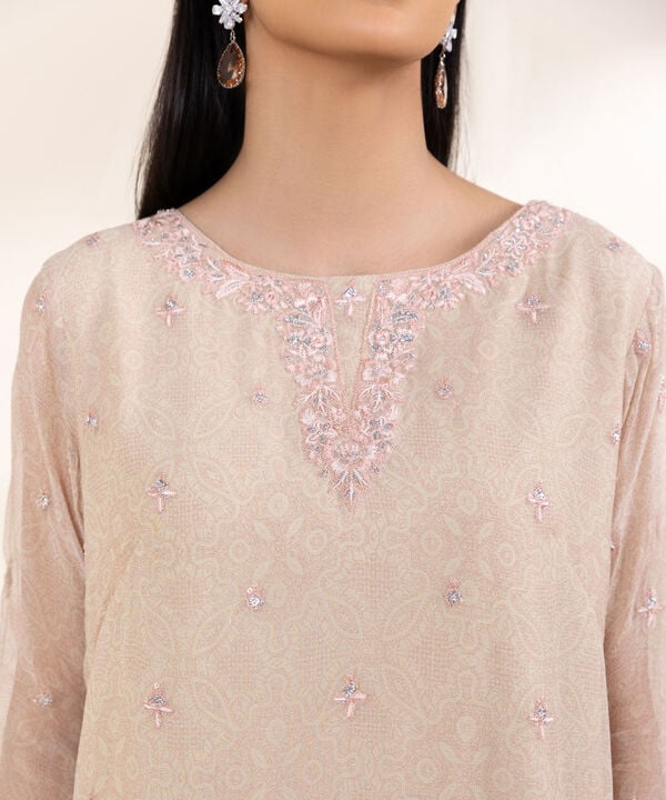 3 Piece - Embroidered Chiffon Suit