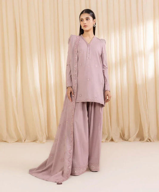 3 Piece - Embroidered Karandi Suit