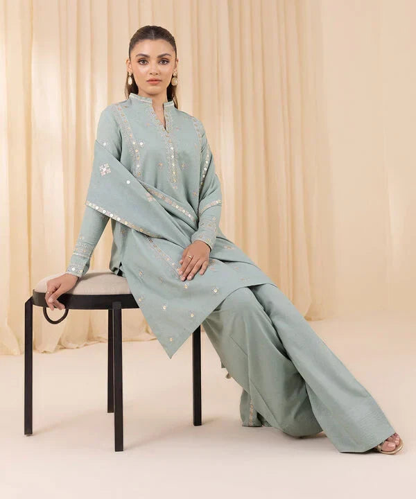 3 Piece - Embroidered Karandi Suit