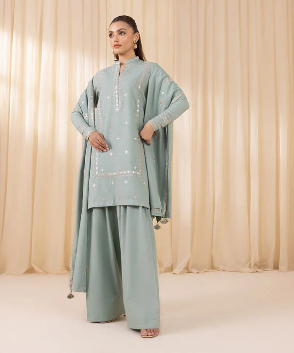 3 Piece - Embroidered Karandi Suit