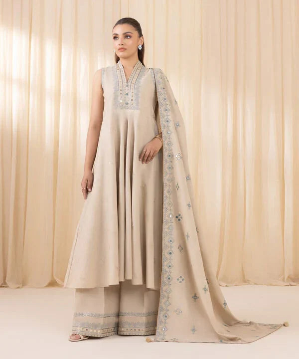 3 Piece - Embroidered Karandi Suit