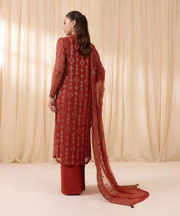 3 Piece - Embroidered Chiffon Suit