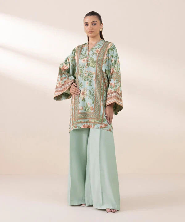 2 Piece - Printed Silk Suit