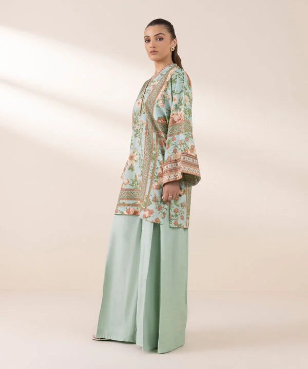 2 Piece - Printed Silk Suit