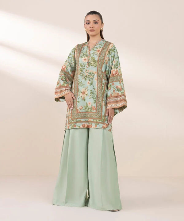 2 Piece - Printed Silk Suit