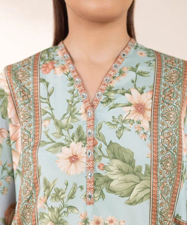 2 Piece - Printed Silk Suit