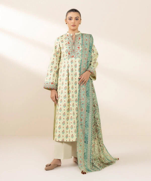 3 Piece - Printed Cotton Suit