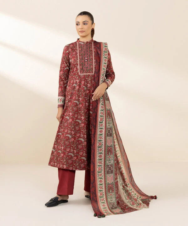 3 Piece - Printed Cotton Suit