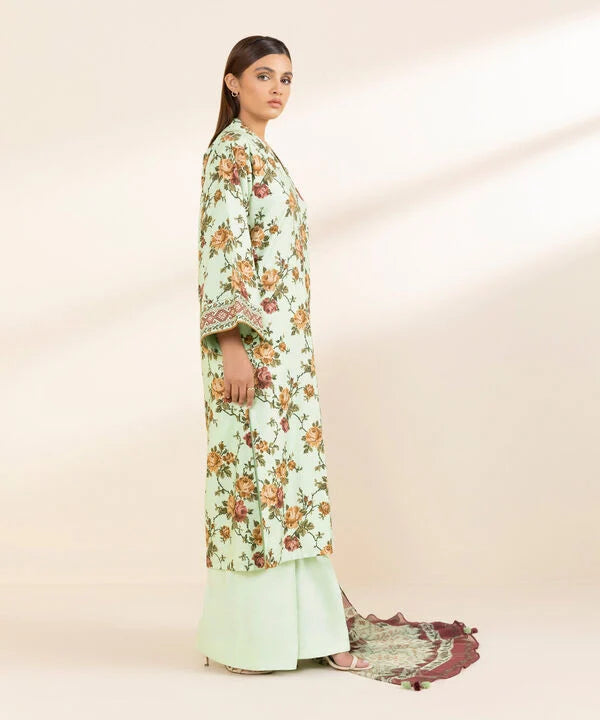 3 Piece - Printed Cotton Viscose Suit