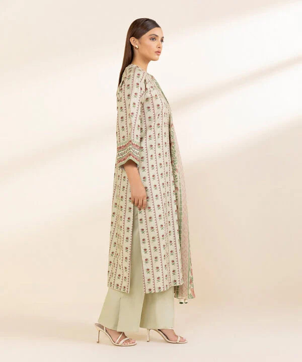 3 Piece - Printed Cotton Suit