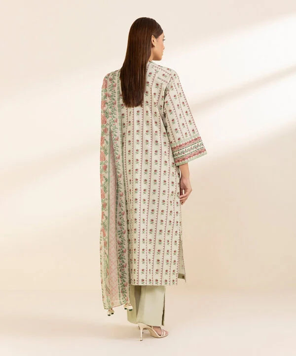 3 Piece - Printed Cotton Suit