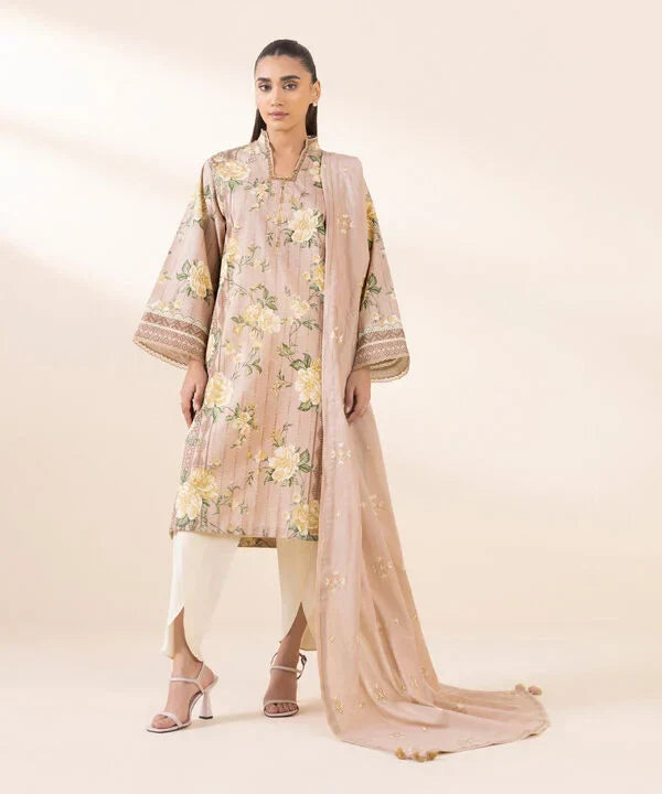 2 Piece - Embroidered Cotton Suit