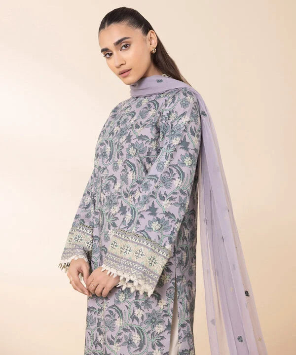 2 Piece - Embroidered Cotton Suit