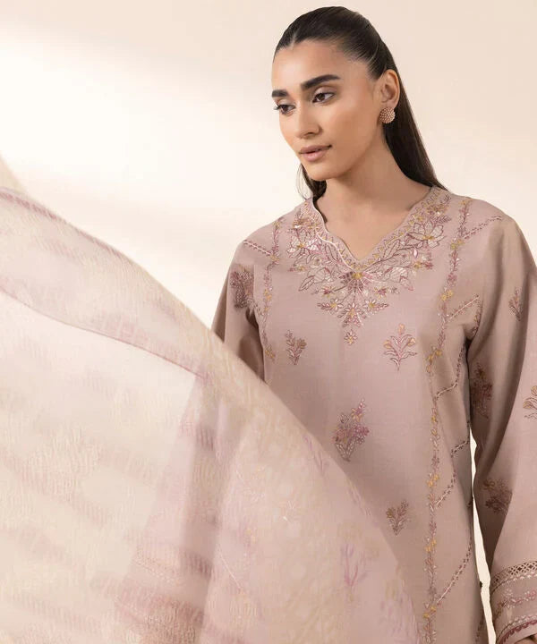 2 Piece - Embroidered Cotton Viscose Suit