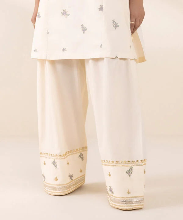 2 Piece - Embroidered Cotton Suit