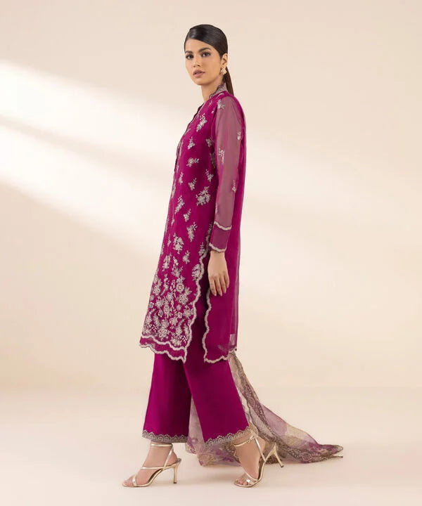 3 Piece - Embroidered Organza Suit