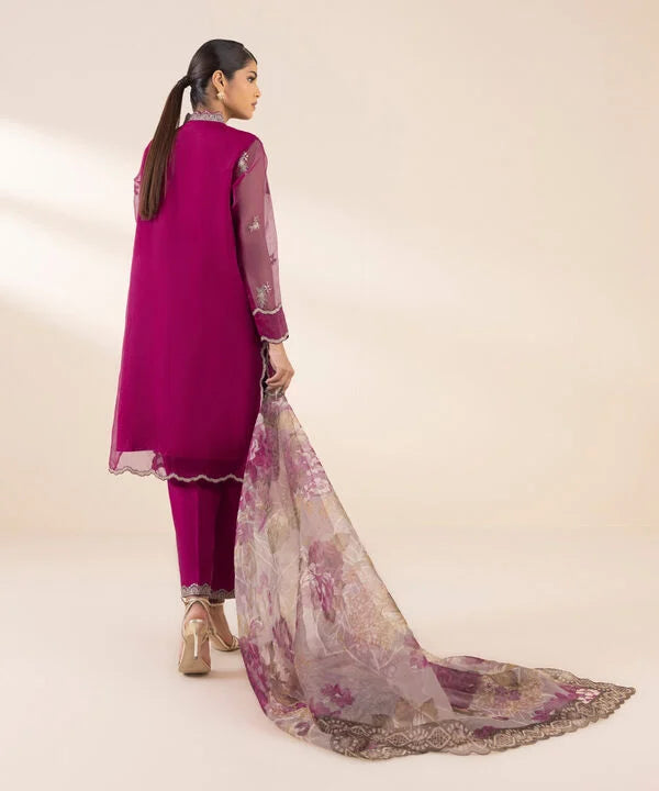 3 Piece - Embroidered Organza Suit