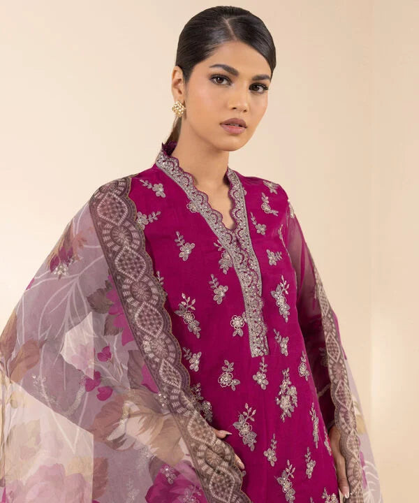 3 Piece - Embroidered Organza Suit