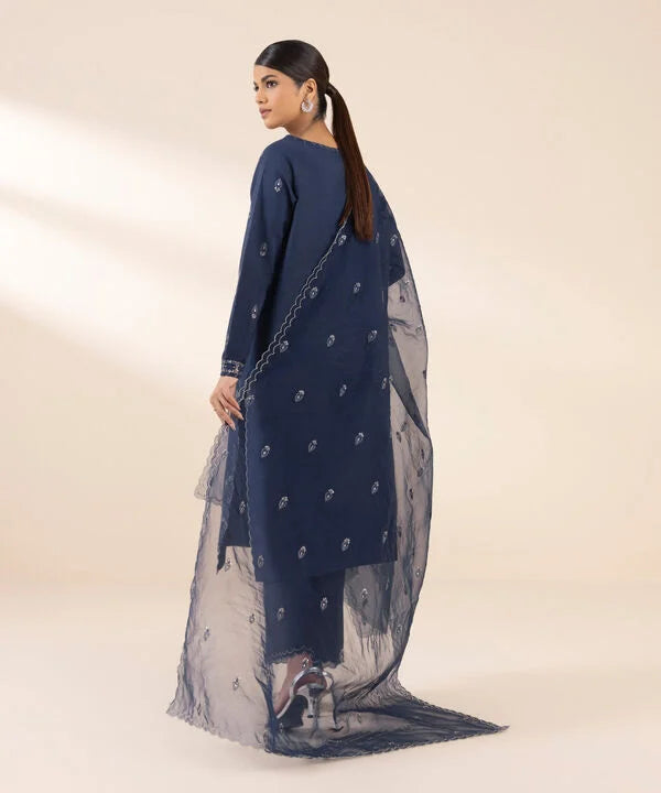 3 Piece - Embroidered Raw Silk Suit