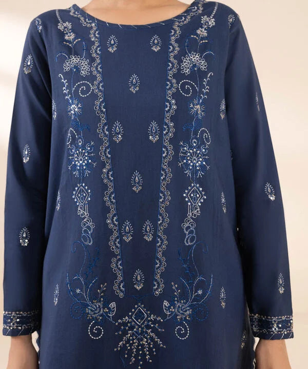 3 Piece - Embroidered Raw Silk Suit