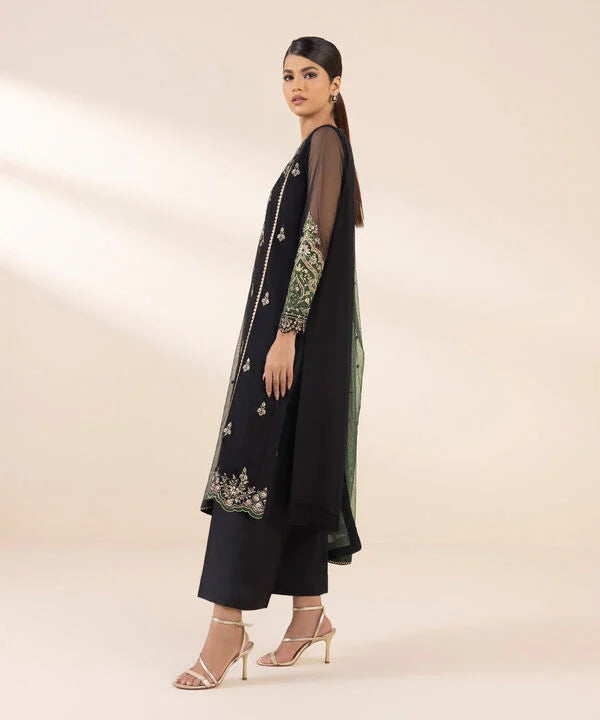 3 Piece - Embroidered Net Suit