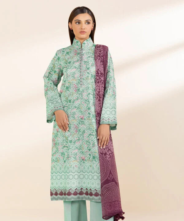 3 Piece - Printed Cotton Viscose Suit