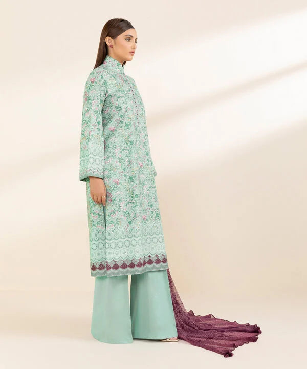 3 Piece - Printed Cotton Viscose Suit