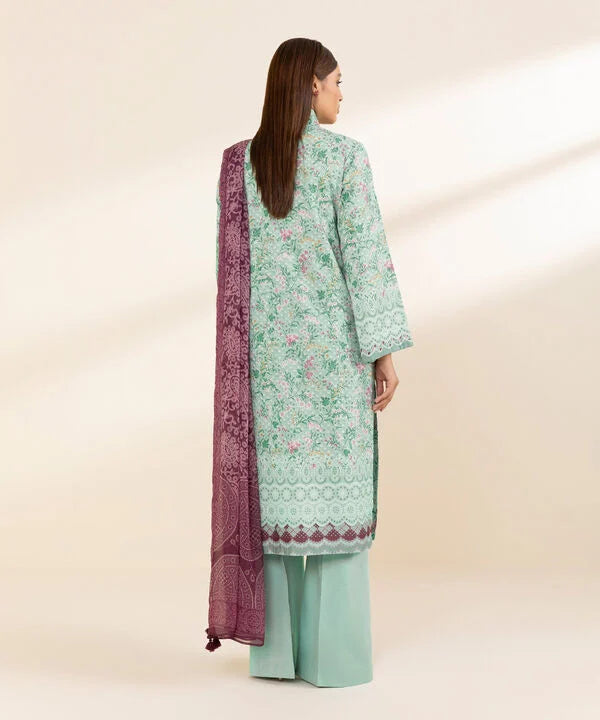 3 Piece - Printed Cotton Viscose Suit