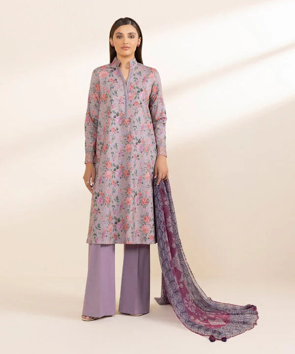 3 Piece - Printed Cotton Viscose Suit