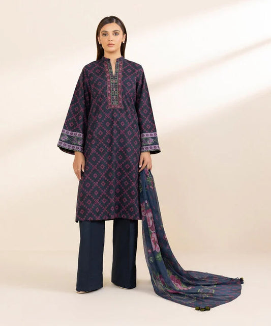 3 Piece - Printed Cotton Suit