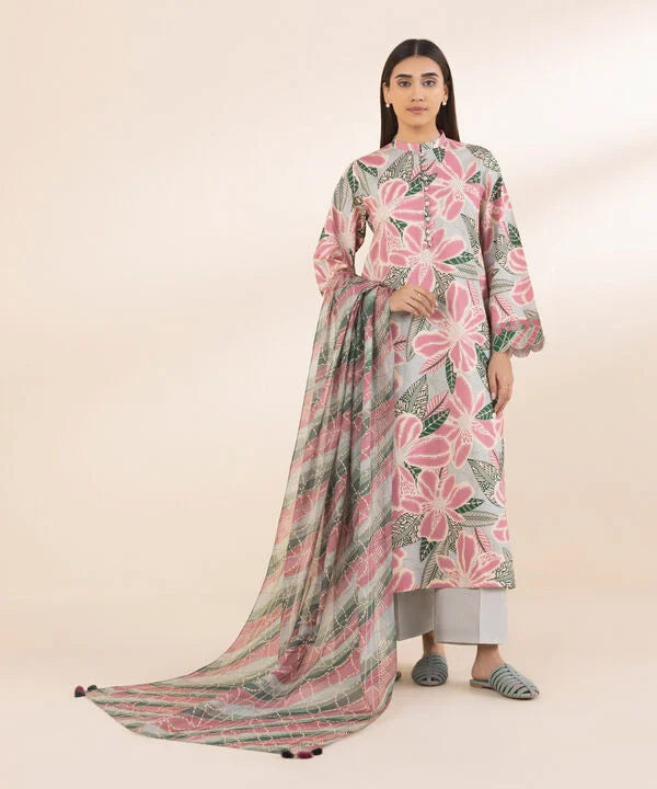 3 Piece - Printed Cotton Suit