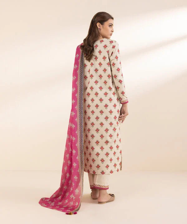 3 Piece - Printed Cotton Suit