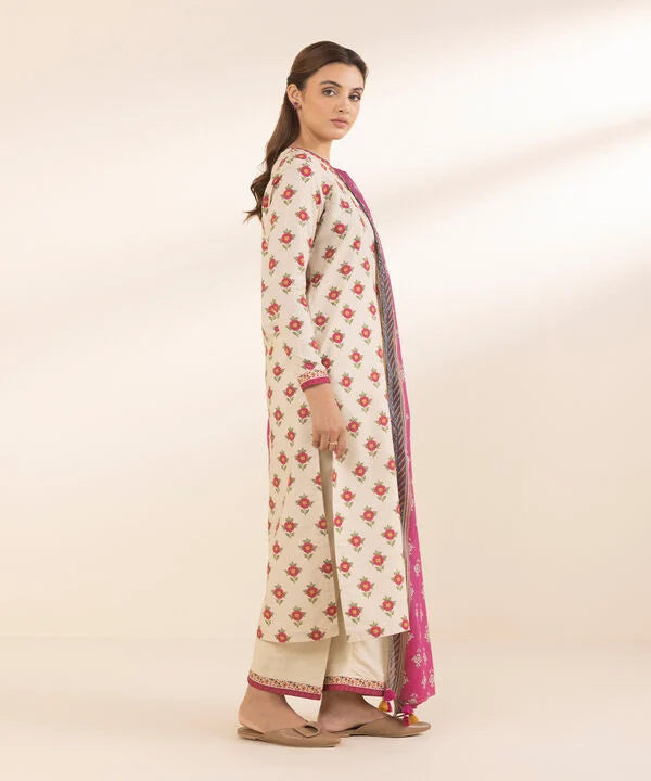 3 Piece - Printed Cotton Suit