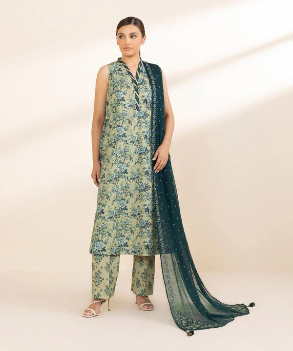 3 Piece - Embroidered Cotton Suit