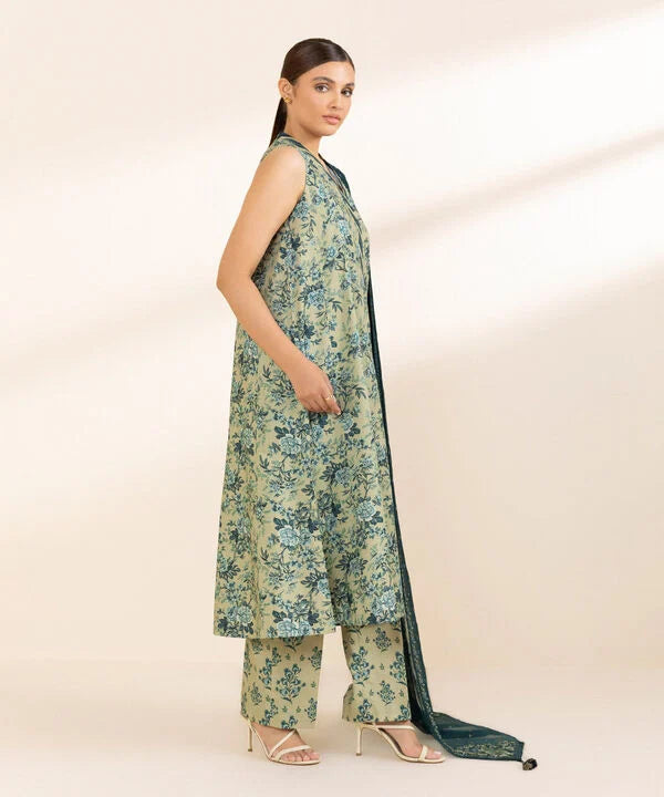 3 Piece - Embroidered Cotton Suit