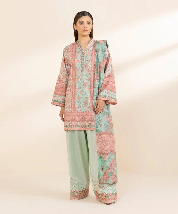 3 Piece - Embroidered Cotton Suit