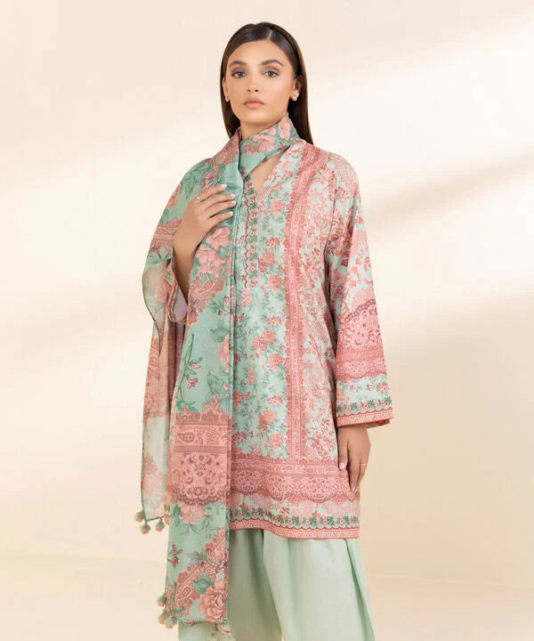 3 Piece - Embroidered Cotton Suit