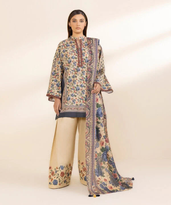 3 Piece - Embroidered Cotton Suit